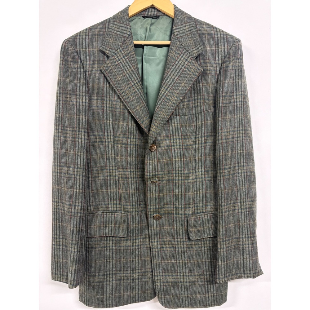 Vintage Thomas Frederic Clarks Madison WI Plaid Blazer Sport Coat Green